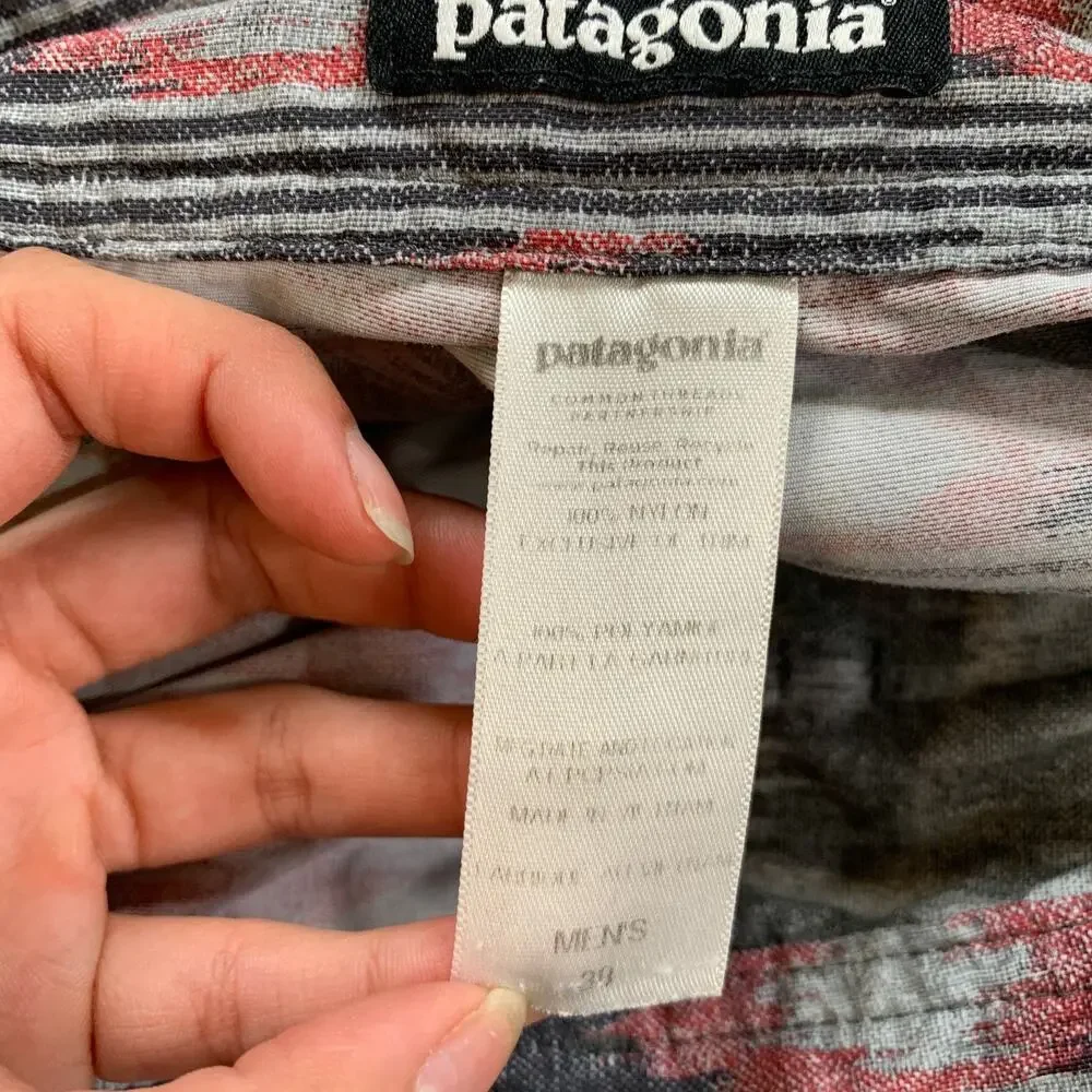 Patagonia Board Shorts Mens 38 Gray Wavefarer Aztec Abstract Motif Surf Swim